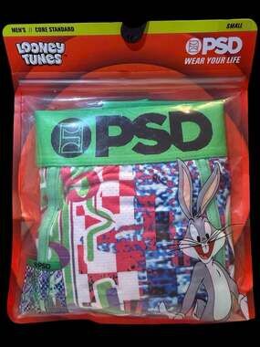 PSD x Looney Tunes Bugs Bunny Glitch Men's Boxer Briefs Size Small